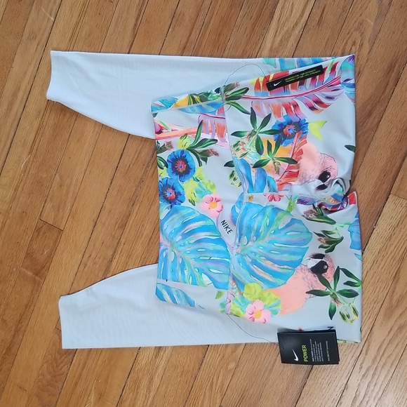 RARE NIKE BEAUTIFUL Tropical Hawaiian 2 pc set mesh insert bottoms NWOT sz L - Picture 6 of 8